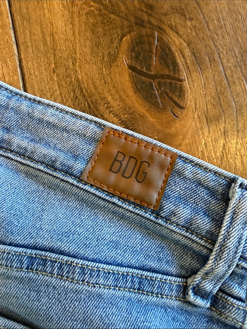BDG Light Blue Straight Leg Jeans with Frayed Hem - Picture 4 of 4